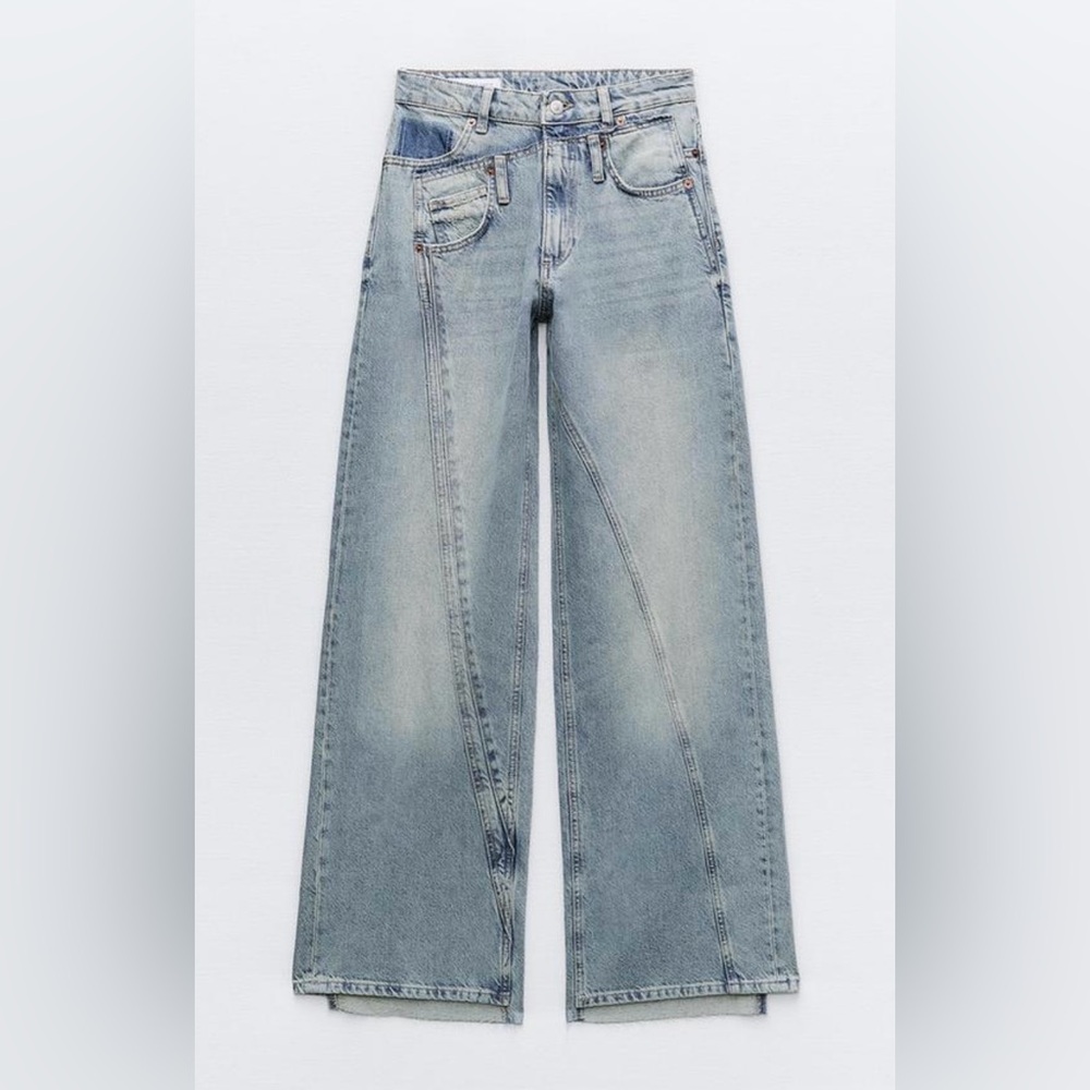 ZARA Deconstructed TRF Wide Leg Jeans